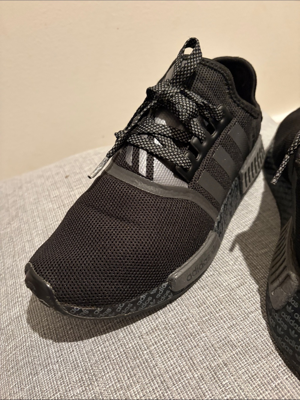 adidas originals men’s boost -Black and Gray Athletic Sneakers size 8  (used)